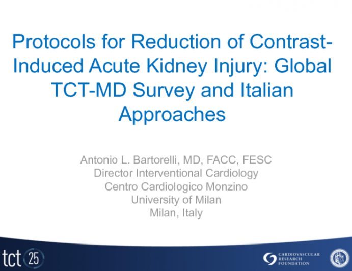 Protocols for Reduction of Contrast-Induced Acute Kidney injury: Global TCT-MD Survey and Italian Approaches