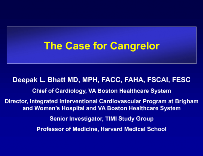 The Case for Intravenous Cangrelor as the Preferred ADP Antagonist to Support Primary PCI