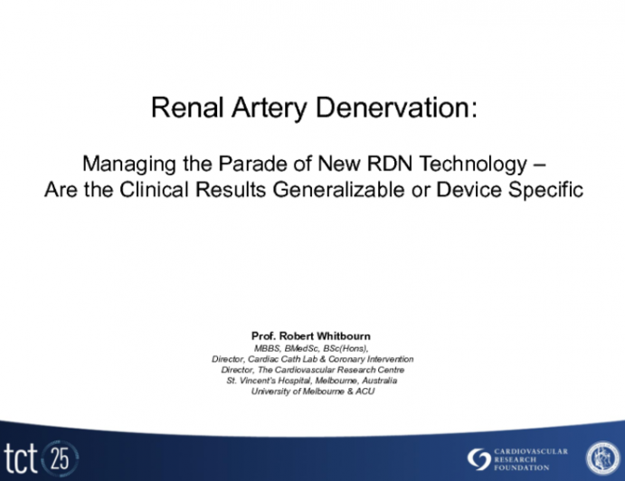 Managing the Parade of New Renal Denervation Technology: Are the Clinical Results Generalizable or Device Specific?