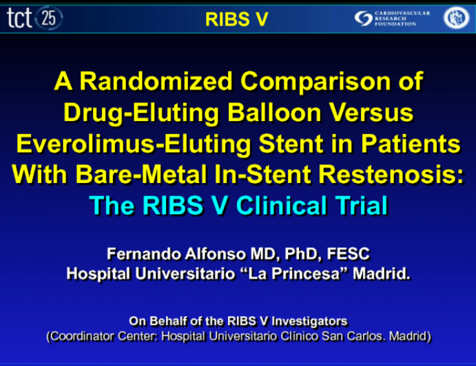 RIBS V: A Prospective, Randomized Trial of Paclitaxel Coated Balloon Angioplasty vs. Everolimus-Eluting Stents in Bare Metal In-Stent Restenosis