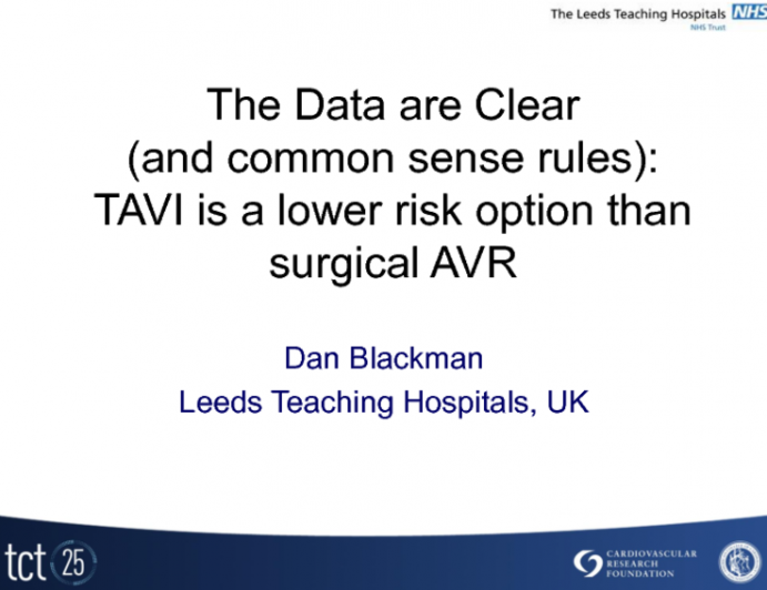 Motion: The Envelope for TAVR Should be Expanded to All Candidates for Conventional AVR - For: The Data are Clear (And Common Sense Rules): TAVR is a Lower Risk Option than...