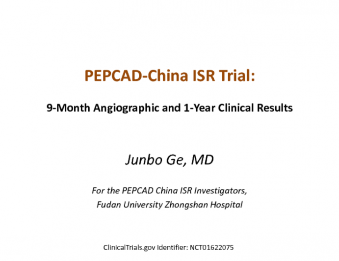 PEPCAD-China ISR Trial: 9-Month Angiographic and 1-Year Clinical Results
