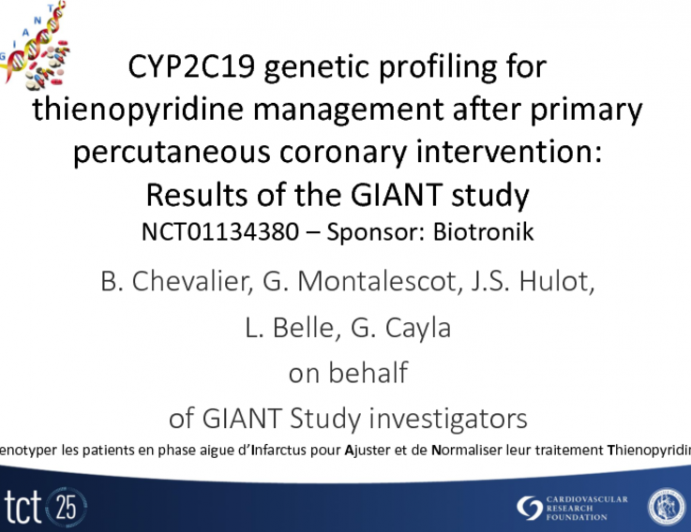 GIANT: A Prospective Registry Study of CYP2C19 Genetic Profiling for Thienopyridine Management After Primary PCI in Acute Myocardial Infarction