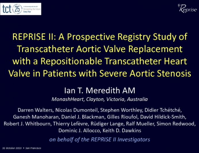 REPRISE II: A Prospective Registry Study of Transcatheter Aortic Valve Replacement with a Repositionable Transcatheter Heart Valve in Patients with Severe Aortic Stenosis