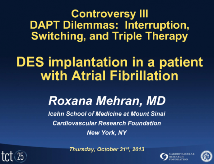 DES Implantation in a Patient with Atrial Fibrillation