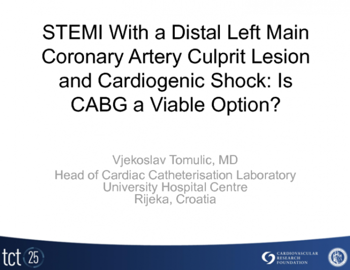 Case #3 - STEMI With a Distal Left Main Coronary Artery Culprit Lesion and Cardiogenic Shock: Is CABG a Viable Option?