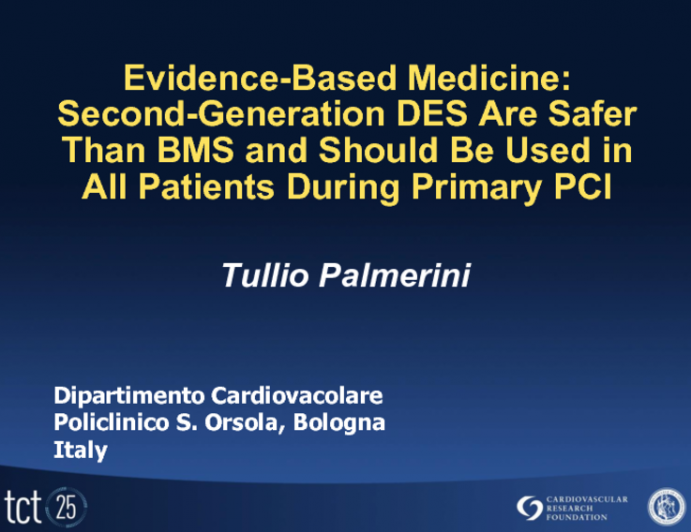 Evidence-Based Medicine: Second-Generation DES Are Safer Than BMS and Should Be Used in All Patients During Primary PCI