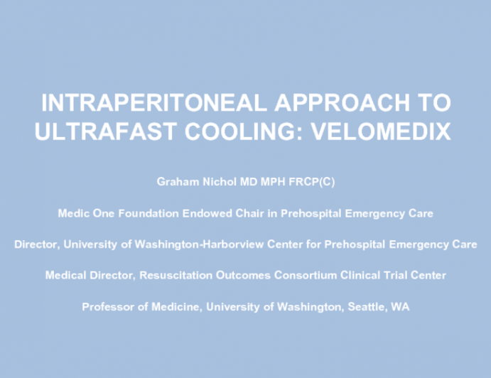 Hypothermia To Reduce Infarct Size 2: The Intraperitoneal Approach to Rapid Cooling (VeloMedix)