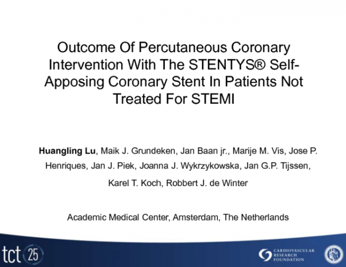 TCT-47. Angiographic And Procedural Outcome Of Percutaneous Coronary Intervention With The STENTYS® Self-Apposing Coronary Stent In Patients Not Treated For STEMI.