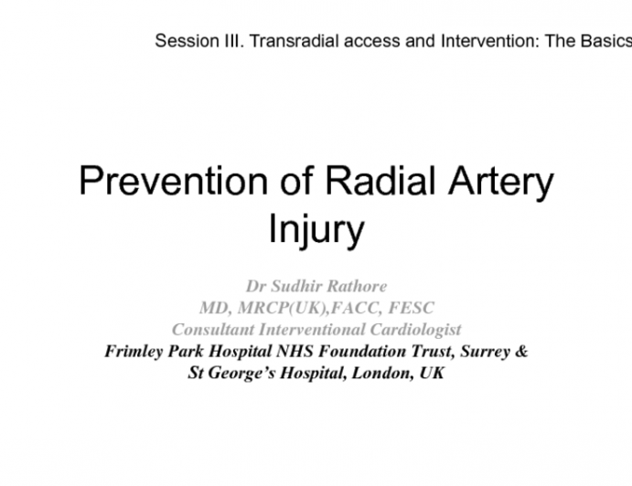 Prevention of Radial Artery Injury