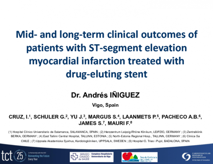 TCT-45. Use of drug-eluting stent (DES) with bioresorbable polymer in patients with ST-segment elevation myocardial infarction (STEMI) - Mid- and long-term clinical outcomes(2)