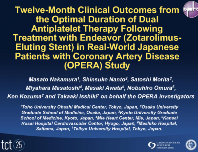 Twelve-Month Clinical Outcomes from the Optimal Duration of Dual Antiplatelet Therapy Following Treatment with Endeavor (Zotarolimus-Eluting Stent) in Real-World Japanese Patients with Coronary Artery