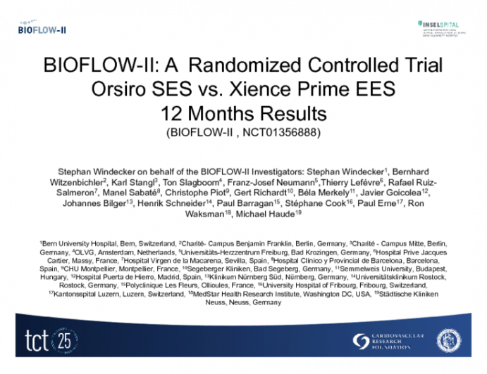 Safety and Clinical Performance of the Drug Eluting Orsiro Stent in the Treatment of Subjects With Single De Novo Coronary Artery Lesions-II (BIOFLOW-II)