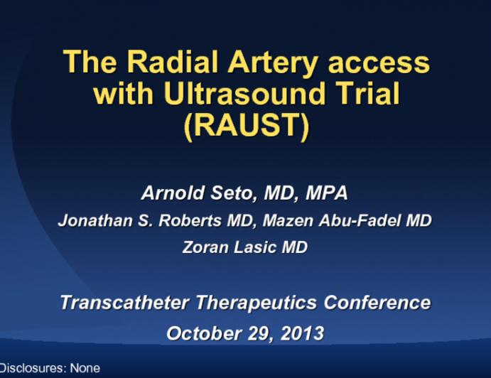 Radial arterial access with ultrasound trial.