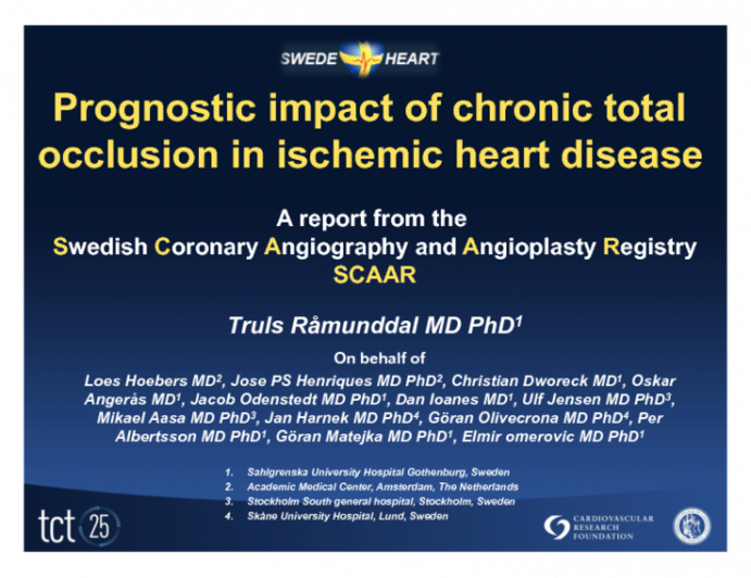 Prognostic impact of chronic total occlusion in ischemic heart disease - A report from the Swedish Coronary Angiography and Angioplasty Registry