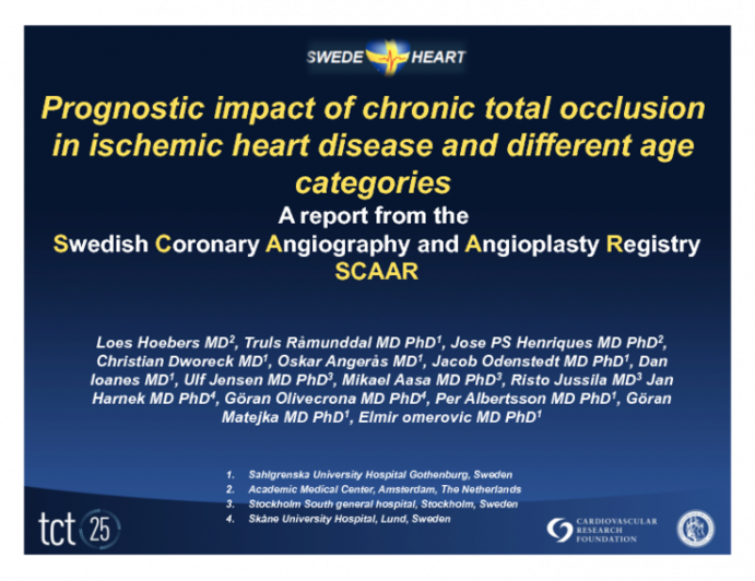 Prognostic impact of chronic total occlusion in ischemic heart disease and different age categories - A report from the Swedish Coronary Angiography and Angioplasty Registry