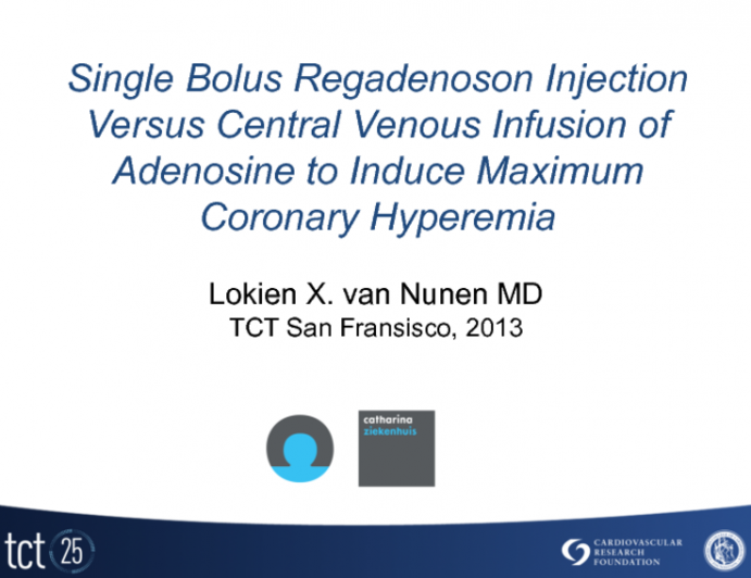 Single Bolus Regadenoson Injection Versus Central Venous Infusion Of Adenosine To Induce Maximum Coronary Hyperemia For Measurement Of FFR