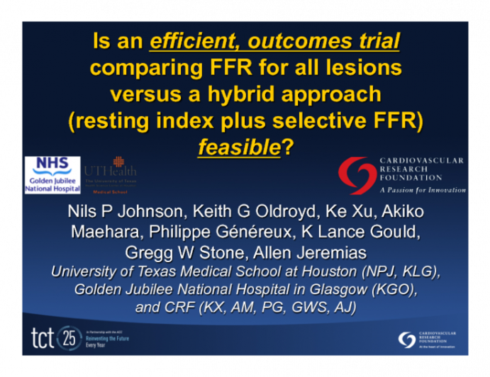 What would an outcomes trial comparing FFR for all lesions versus a hybrid approach (resting index plus selective FFR) look like?