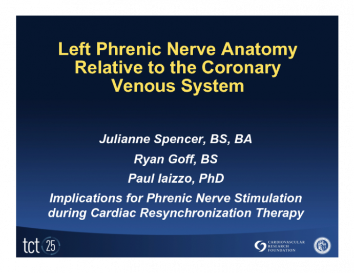 Three Dimensional Reconstructions of the Left Phrenic Nerve Anatomy in Relation to the Coronary Venous System