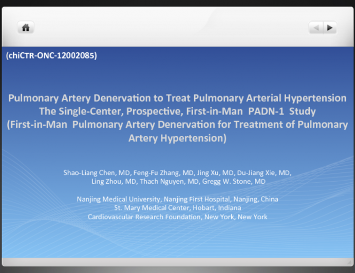 Pulmonary artery denervation to treat pulmonary arterial hypertension: a single-center, prospective, first-in-man PADN-1 study