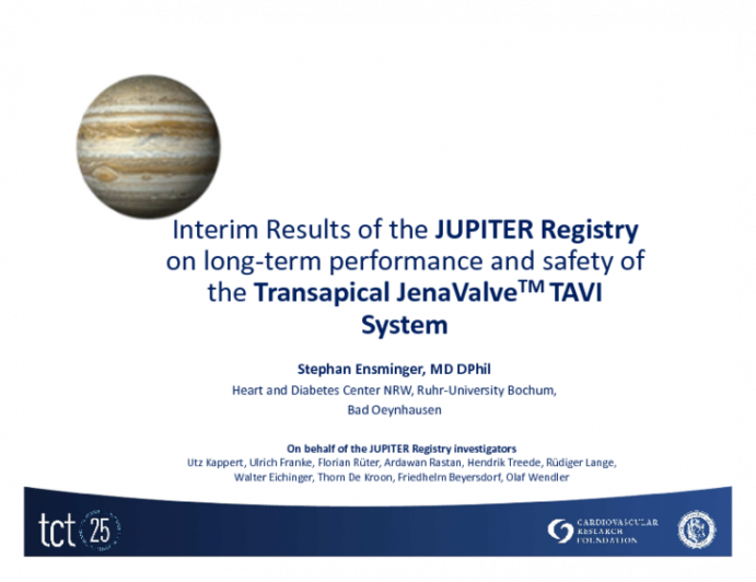 Interim results of the JUPITER Registry on long-term performance and safety of the Transapical JenaValve