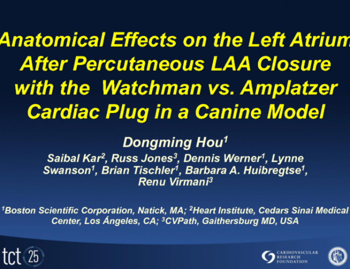 Anatomical Effect on Left Atrial After Transcatheter Left Atrial Appendage Devices: Watchman and Amplatzer Cardiac Plug in a Canine Model