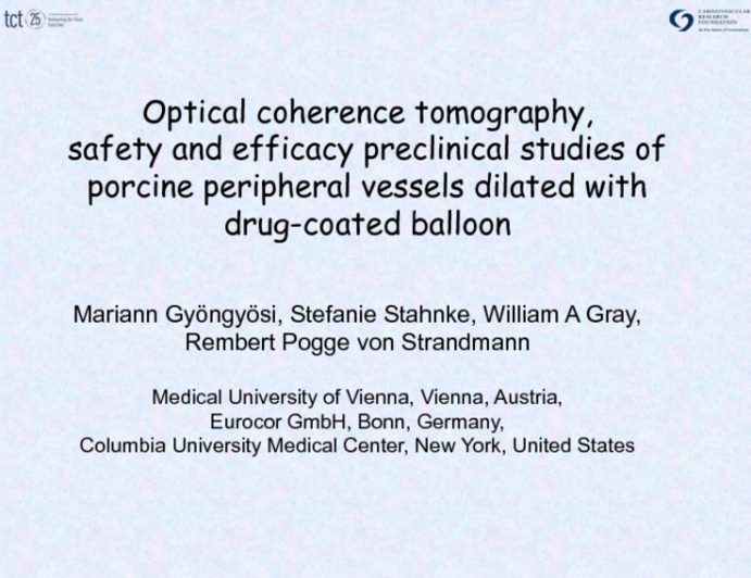 Optical coherence tomography, physiologic vascular function, safety and efficacy preclinical studies of porcine peripheral vessels dilated with drug-coated balloon