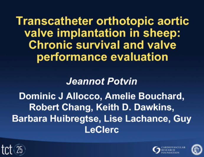 Transcatheter Orthotopic Aortic Valve Implantation In Sheep: Chronic Survival And Valve Performance Evaluation