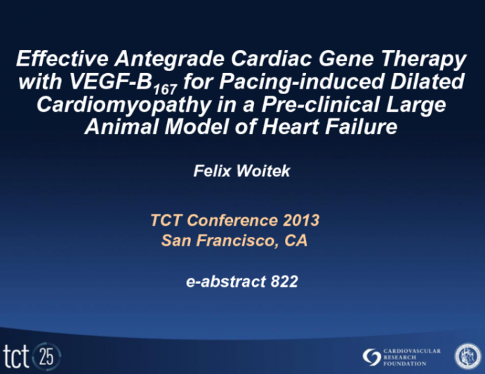 Effective Antegrade Cardiac Gene Therapy with VEGF-B167 for Pacing-induced Dilated Cardiomyopathy in a Pre-clinical Large Animal Model of Heart Failure