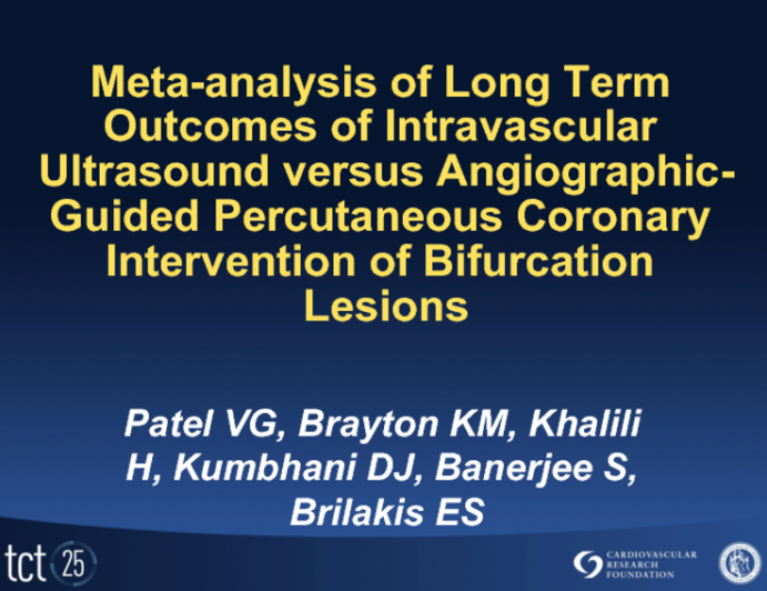 Meta-analysis of Long Term Outcomes of Intravascular Ultrasound versus Angiographic-Guided Percutaneous Coronary Intervention of Bifurcation Lesions