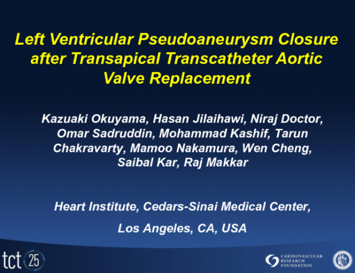 Second Prize: Case Presentation: Left Ventricular Pseudoaneurysm Closure after Transapical Transcatheter Aortic Valve Replacement