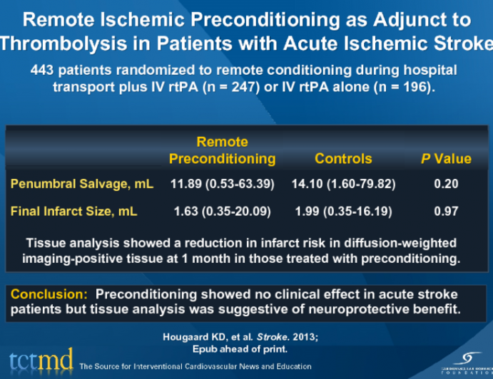 Remote Ischemic Preconditioning as Adjunct to Thrombolysis in Patients with Acute Ischemic Stroke
