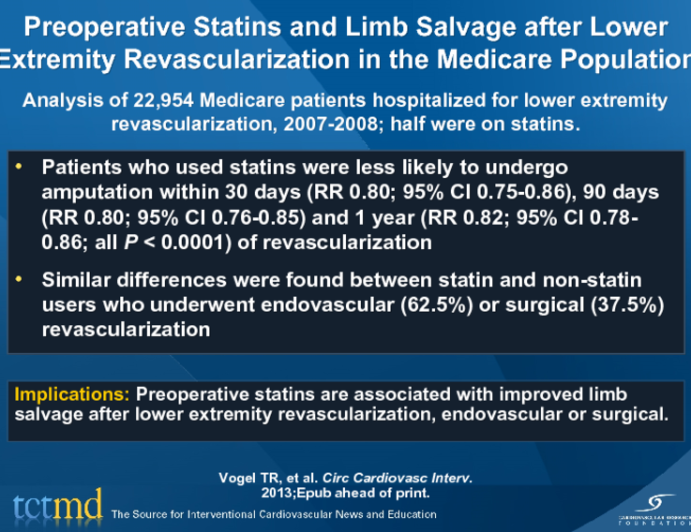 Preoperative Statins and Limb Salvage after Lower Extremity Revascularization in the Medicare Population