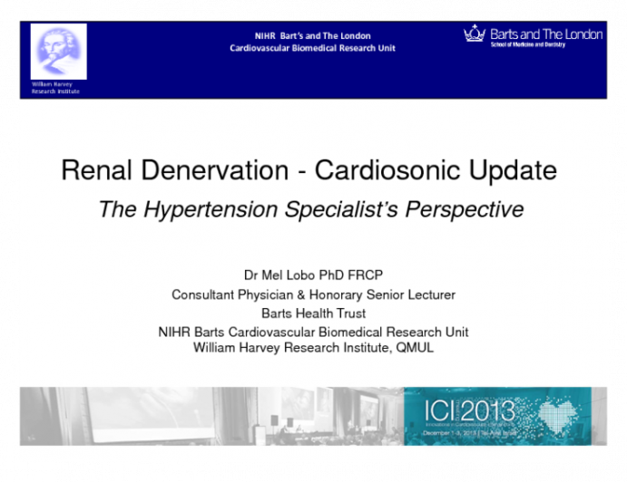 Renal Denervation - Cardiosonic Update: The Hypertension Specialist’s Perspective