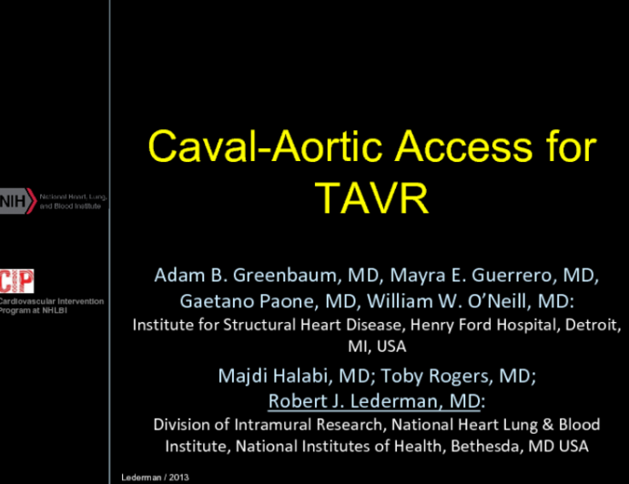 Caval-Aortic Access for TAVR