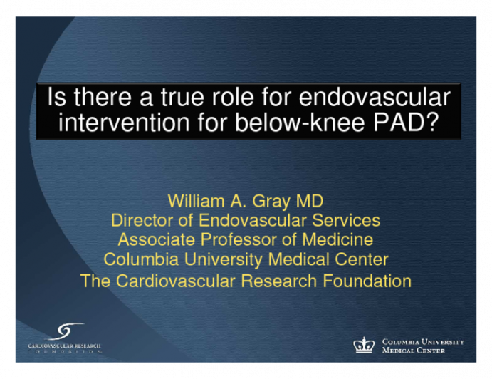 Is There a True Role for Endovascular Intervention for Below-Knee PAD?