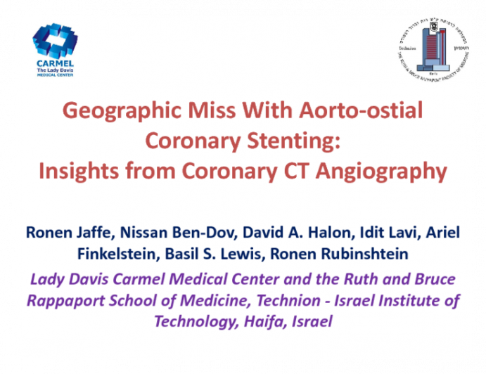 Geographic Miss With Aorto-Ostial Coronary Stenting: Insights from Coronary CT Angiography