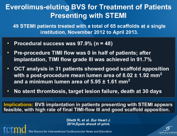 Everolimus-eluting BVS for Treatment of Patients Presenting with STEMI