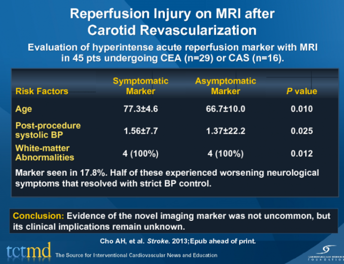 Reperfusion Injury on MRI after Carotid Revascularization