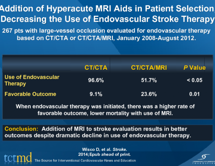 Addition of Hyperacute MRI Aids in Patient Selection, Decreasing the Use of Endovascular Stroke Therapy