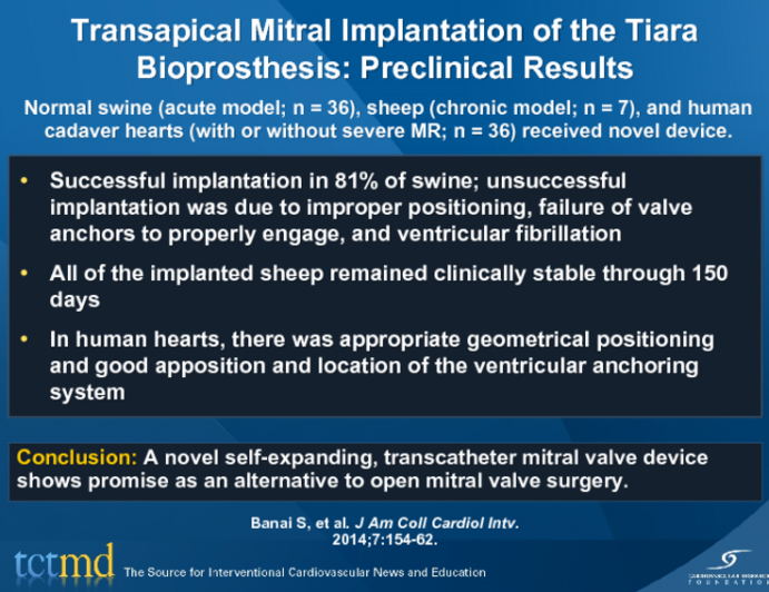 Transapical Mitral Implantation of the Tiara Bioprosthesis: Preclinical Results
