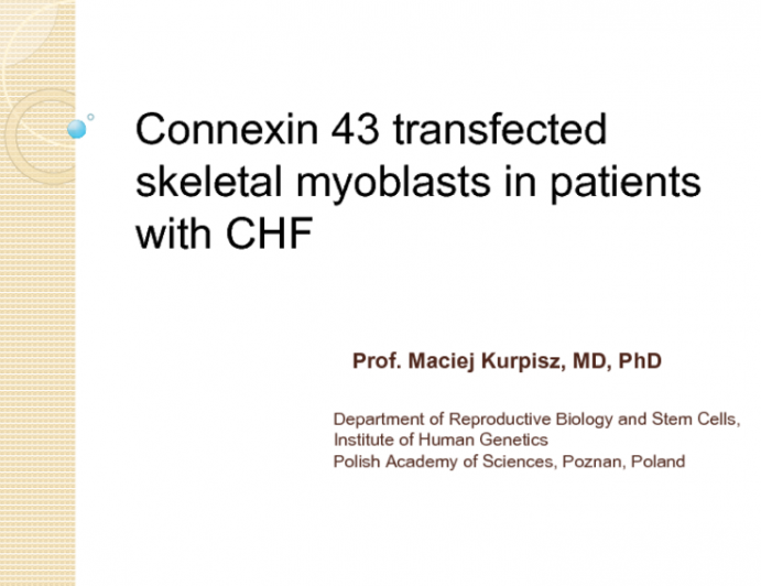 Connexin 43 transfected skeletal myoblasts in patients with CHF