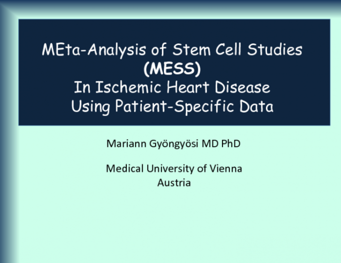 MEta-Analysis of Stem Cell Studies (MESS) In Ischemic Heart Disease Using Patient-Specific Data