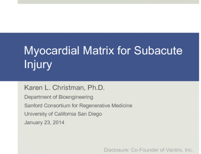 Myocardial Matrix for Subacute Injury