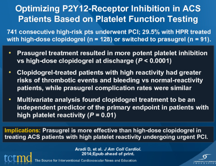 Optimizing P2Y12-Receptor Inhibition in ACS Patients Based on Platelet Function Testing