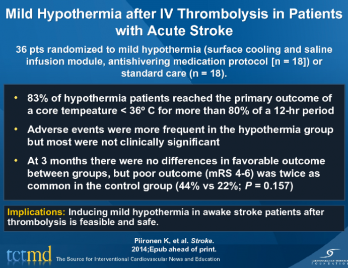 Mild Hypothermia after IV Thrombolysis in Patients with Acute Stroke