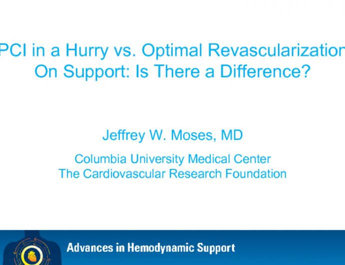 PCI in a Hurry vs. Optimal Revascularization On Support: Is There a Difference?