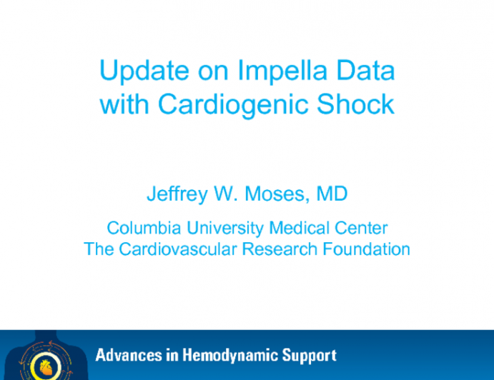 Update on Impella Data with Cardiogenic Shock