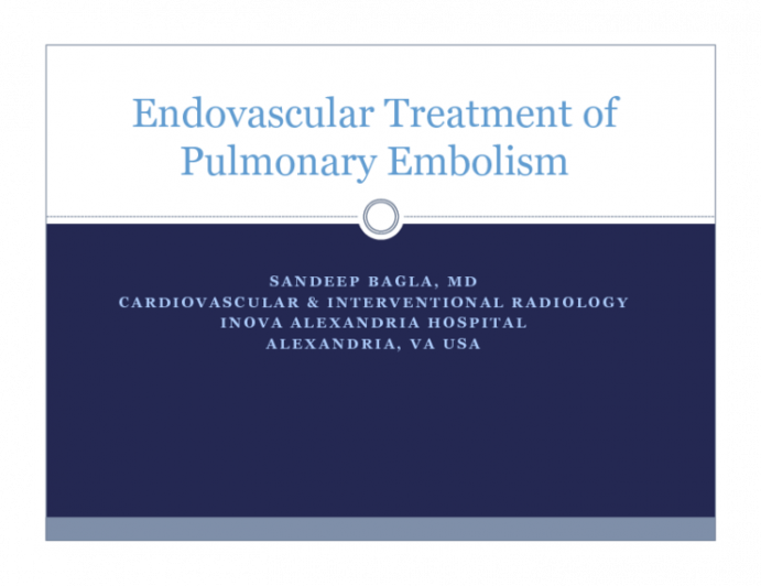 Endovascular Treatment of Pulmonary Embolism