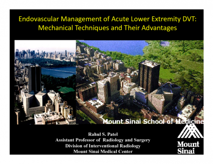 Endovascular Management of Acute Lower Extremity DVT: Mechanical Techniques and Their Advantage